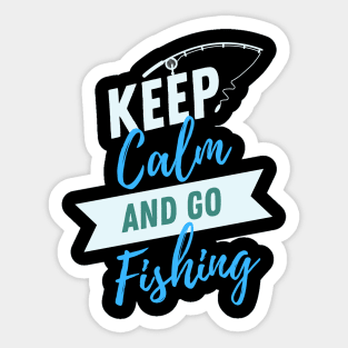 Blue and Green Lettering Keep Calm Fishing Lifestyle and Hobbies Sticker